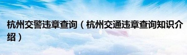 杭州市交通信息查询（杭州交通信息查询电话）